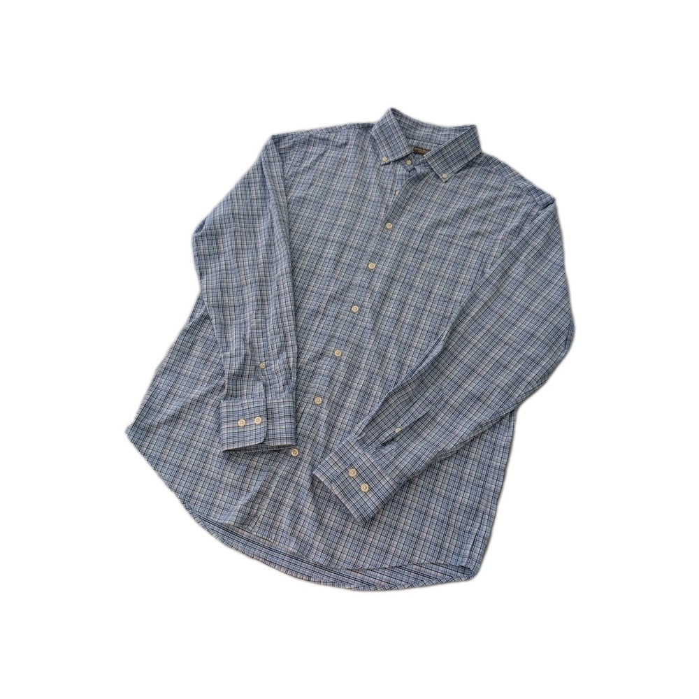Peter Millar Summer Comfort Blue Plaid Button Up Size Large